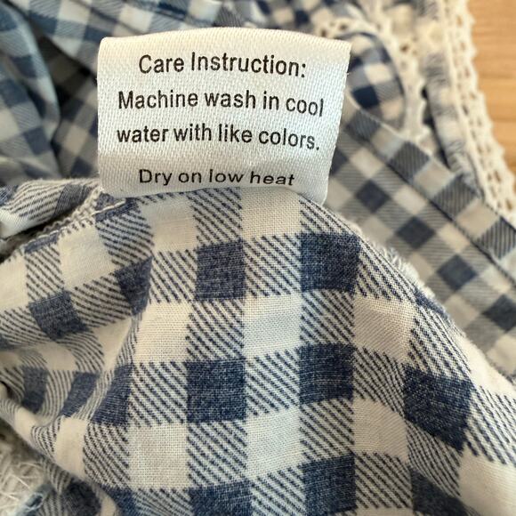 Alexander Rossa Blue Gingham Cotton Nightgown XL Ballet Length Cottagecore - Picture 6 of 11